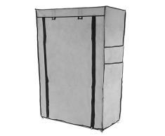 PrimeMatik Armario ropero y Zapatero de Tela Desmontable 60 x 30 x 93 cm Gris con Puerta Enrollable (DX078), 60 x 30 x 93