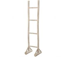 DRW Toallero de pie y de bambÃº con Forma de Escalera, Blanco, 40x35x162cm