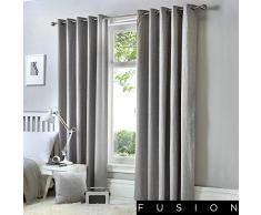 Fusion Sorbonne - Cortinas con Forro y Ojales (de algodÃ³n), Color Liso, algodÃ³n, Plateado, 46x54 (117 x 137 cm)