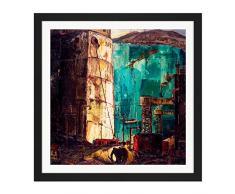 Fine Art Prints Padegs The Port Dock - Cuadro de Madera con Marco de Madera, 40,6 x 40,6 cm
