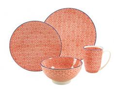 Creatable Mediterran 19641 - Vajilla para 1 Persona, 4 Piezas, Color Rojo
