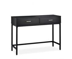 Relaxdays 0 Consola Recibidor, Entrada con 2 Cajones, 81x110x42 cm, Mesa Auxiliar Estrecha, Pasillo y Salón, Negro, Metal, 1 Pieza