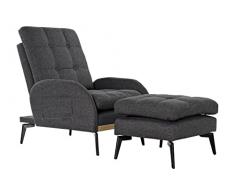 DRW Sofa Cama Individual de 90 cm Gris Oscuro con reposapies 60X57X80 cm
