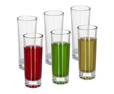 Relaxdays Vasos Chupito, Juego de 6 uds, Shot Glass, para Tequila o Licor, Largos, Base Gruesa, 6 cl, Transparentes, 6 Unidades