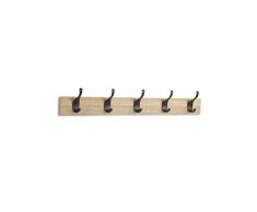 AmazonBasics - Perchero de pared, 5 ganchos modernos, Natural, 2 unidades
