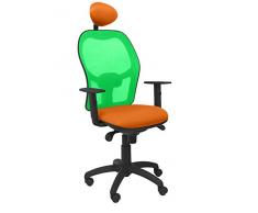 Piqueras Y Crespo (PIQU7) Silla Jorquera Malla Verde Asiento Bali Naranja con cabecero Fijo Oficina, Talla unica