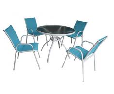DL - Mesa 100+4 Sillon Africa Azul Conjunto