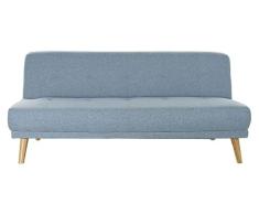 DRW Sofa Cama abatiblede 3 plazas capitone Azul 116X61X79 cm