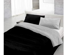Italian Bed Linen CP-NC-2P Natural Doble Color y Funda de Almohada, 100Â % AlgodÃ³n, Negro/Gris Claro