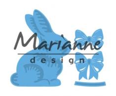 Marianne Design LR0519 Creatables Plantillas de Corte y Embossing, Conejo de Pascua con Lazo, para Proyectos de Manualidades de Papel, Metal, Azul Claro, 16,1 x 11,4