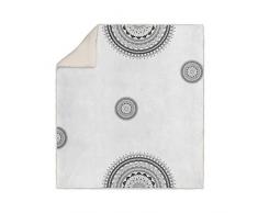 Manta Polar Estampada de Microfibra y Sherpa 110 x 170 cm Mandala Gris de Soleil dOcre