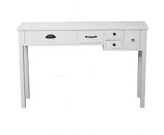 DRW Consola Mesa de Entrada con 5 cajones de Madera en Blanco 120x34x78cm
