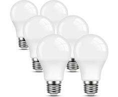 Bombilla de rosca E27, 9 W, 806 LM E27, equivalente a bombilla incandescente de 60 W, blanco cálido de 3000 K, bombilla de ahorro de energÃa A60, paquete de 6