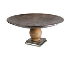 Better & Best Centro de Mesa, Redondo, Aluminio, Madera, Plateado, 55 x 55 x 26 cm