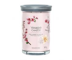 Yankee Candle Signature - Vela perfumada | Vela en vaso grande de cereza rosa y vainilla con doble mecha, mezcla de cera de soja de larga duración, regalo perfecto para mujeres