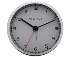 Nextime Reloj Despertador, Company Alarm Muy silencioso, Blanco/metÃ¡lico, Ã9 cm