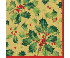 Caspari Entertaining con Dorado Holly servilletas de cÃ³ctel, Oro, Pack de 20, 20Â Piezas