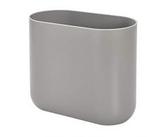 iDesign Basura para Cuarto, compacta Papelera plástico, Cubo para la gestión de residuos en el baño, Gris, 26,8 cm x 14,0 cm x 24,8 cm