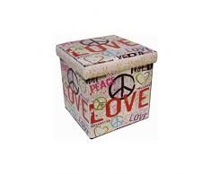Biscottini Puf contenedor niños y adultos 39 x 39 x 39 cm | Cajas de almacenamiento con tapa | Puf contenedor cuadrado con decoraciones