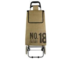 Totally Addict Carro Compra Yute-Negro SH1737, Beige-Noir, 35.5 x 25 x 95 cm