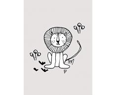 Komar Wandbild Von Scribble Lion | Poster, Bild, Wohnzimmer, Schlafzimmer, Dekoration, Kunstdruck | ohne Rahmen | P104E-50x70 fotomural, Negro, Blanco