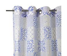 Homemaison Visillo Estampado azulejo, algodÃ³n, Azul, 280Â x 140Â cm