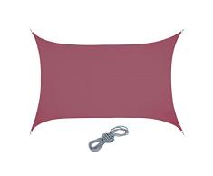 Relaxdays Toldo Vela, Repelente Agua, Cóncavo, Poliéster, Cuerdas Tensoras, Terraza, 4 x 6 m, Rectangular, Rojo Vino