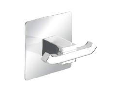 WENKO Turbo-Loc Percha Duo de acero inoxidable Quadro - FijaciÃ³n sin taladrar, Acero inoxidable, 6.5 x 6.5 x 3.5 cm, Cromo