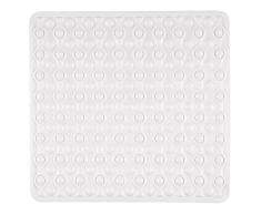 WENKO Alfombra de baño Rocha blanco 54 x 54 cm - Alfombrilla antideslizante para ducha con muchas ventosas, Caucho natural, 52 x 54 cm, Blanco
