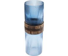 KARE 51133 Jarrones, Cuerpo: Cristal de Color, decoración: campanario Azul Barnizado en Madera Maciza