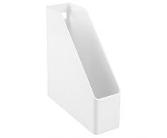 InterDesign Linus Revistero vertical para publicaciones, actas, cuadernos y más, archivador de papeles con asa para escritorio en plástico, blanco