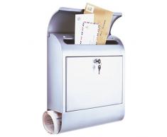 axentia Buzón en Plata, Post Box con Compartimento para el periódico, buzón con Nombre y 2 Llaves, con Ranura Ancho, Pared Buzón, con Protector de Lluvia