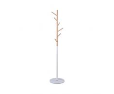 Compactor Perchero de madera con 6 ganchos, fabricado en metal y madera con base de mÃ¡rmol, 37 x 37 x 171cm, blanco/marrÃ³n, RAN10970