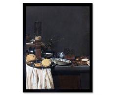 Van De Velde Still Life Tall Beer Glass Painting Art Print Framed Poster Wall Decor 12x16 inch Todavï¿½a Vida Cerveza Vaso Pintura Pï¿½ster pared