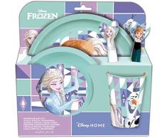 Set vajilla infantil reutilizable de 5 piezas: vaso, plato, cuenco y cubiertos de Frozen