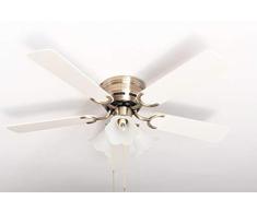 Pepeo GmbH Kisa Deluxe LatÃ³n Antiguo con iluminaciÃ³n Ventilador de Techo, 44 W, Blanco/Arce, 105 cm