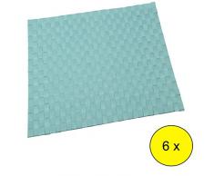 Lote DE 6 MANTELES Individuales Color Turquesa Fabricados EN Poliester 30X45 cm