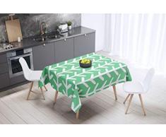 Bonamaison DecoraciÃ³n de Cocina, PoliÃ©ster, Antimoho, Secado rÃ¡pido, Impermeable, Mantel, Verde petrÃ³leo, Blanco, 140 x 140 Cm - DiseÃ±ado y Fabricado en TurquÃ­a
