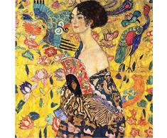 Legendarte Cuadro Lienzo, ImpresiÃ³n Digital - Dama con Abanico Gustav Klimt, cm. 90x90 - DecoraciÃ³n Pared