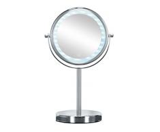 Kleine Wolke Bright Mirror Espejo Aumento Sobremesa 2 Caras LED, cromo, 17.5x12x29.5 cm