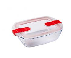 Pyrex Cook y Heat – Plana Rectangular de Cristal con Tapa hermética Especial microondas, Cristal, 23 x 15 x 6