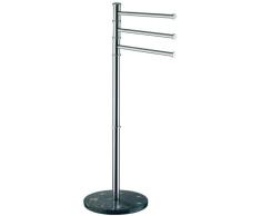 SANWOOD 9326500 - Toallero Triple con Base, Color Plateado y Negro