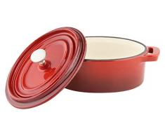 Commichef Provencale profesional ovalada de hierro fundido Mini cazuela y tapa, rojo, 12,5Â x 9,5Â cm, 200Â ml