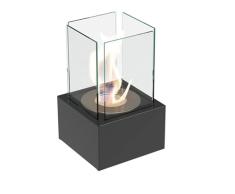 KRATKI Tango1 Chimenea de bioetanol Independiente Biocontenedor 0,2 l Acero con Recubrimiento en Polvo Certificado por TÃV y 4 Paneles de Vidrio 32 x 20 cm Negro