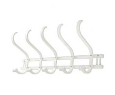 DRW Perchero Pared Madera 5 Brazos Color Blanco Medidas_72x21x30cm