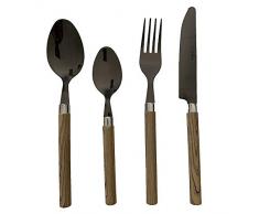 Renberg Q3285 Set 24pcs cuberteria, acero inoxidable, colección Happie Wood