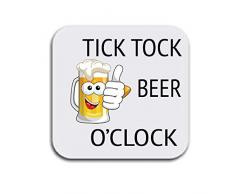 LBS4ALL Tick Tock Beer OClock - Posavasos de inspiraciÃ³n para Regalo de cumpleaÃ±os dÃ­a de la Madre