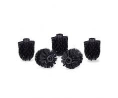 Relaxdays, Cabezal de escobilla de baño, escobillas de inodoro sueltas, rosca de 9,5 mm, diámetro del cabezal de escobilla de repuesto 9x7 cm, negro, Juego de 5