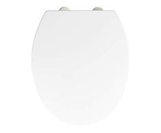 WENKO Tapa de WC Premium Birori - Asiento de inodoro antibacteriano, con dispositivo automÃ¡tico de descenso, sujeciÃ³n higiÃ©nica de acero fino inoxidable Fix-Clip, Duroplast, 39 x 45.5 cm, Blanco