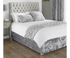 Paoletti. Mantón de Terciopelo Verona para Cama, poliéster, Plateado, Matrimonio Grande